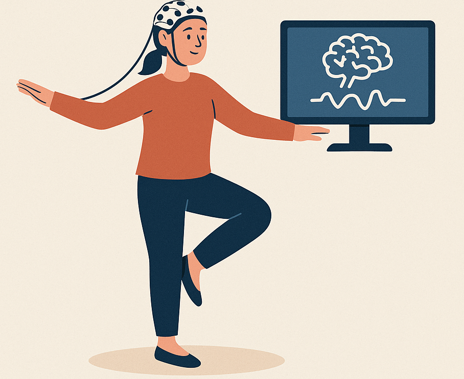 Cover image for Im Gleichgewicht: Wie das Gehirn Denken und Bewegung zugleich steuert - Keeping Balance: How the Brain Manages Thinking and Moving at the Same Time